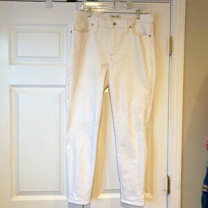 Madewell white denim 9" high rise skinny jeans